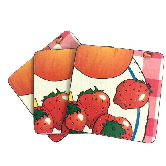Sandwich & Fruit Pop Art Cork Backed Coasters Set Of 6 - Picture 2 of 4